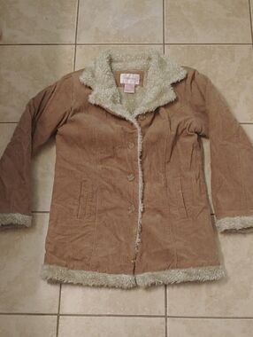 Vintage Y2K Xhilaration Tan Corduroy Sherpa Down Jacket Women's Size XL